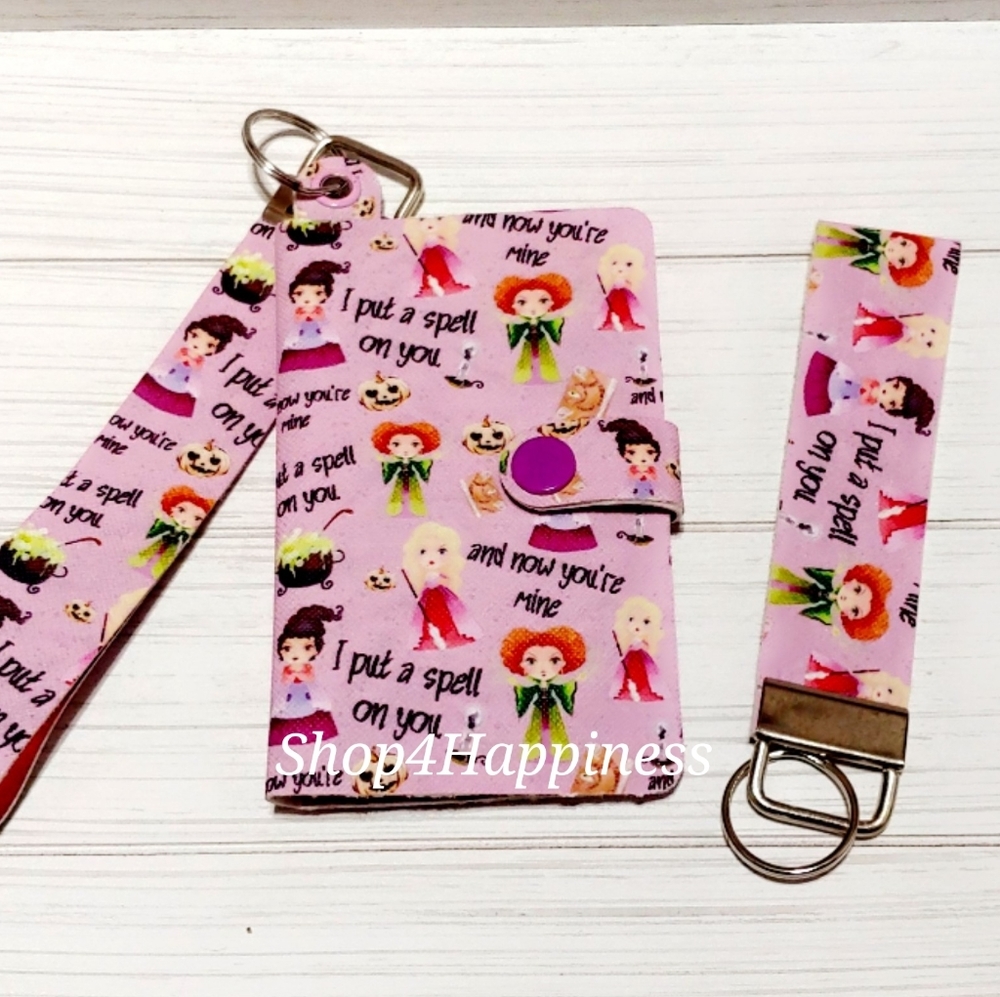 Hocus pocus wristlet wallet and keychain
